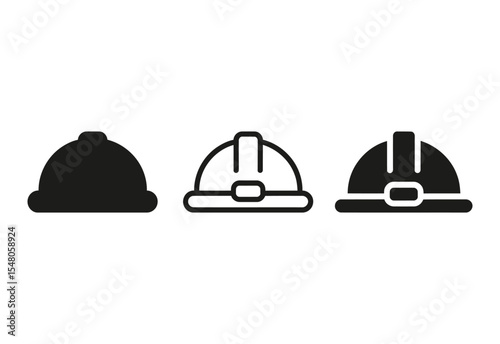 Three variations of hard hat icons for construction safety
