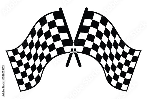 Racing checkered flag Silhouette Vector illustration, racing flag simple icon flat design.