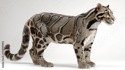Profile view of a clouded leopard