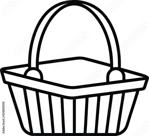 picnic basket icon line art vector illustration on transparent background