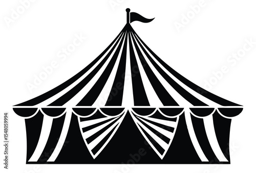 Circus tent Silhouette Vector illustration, Vintage circus tent simple icon flat design.