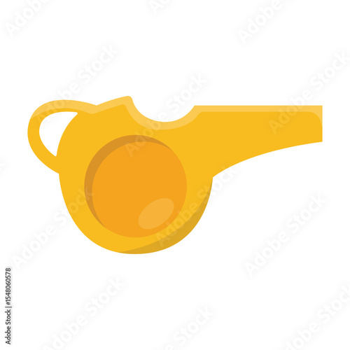 Yellow Whistle Vector Illustration Sports Referee Equipment