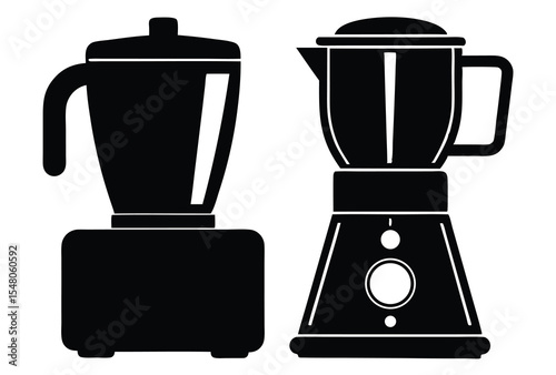 Coffee maker and blender silhouette vector illustration simple icon flat design