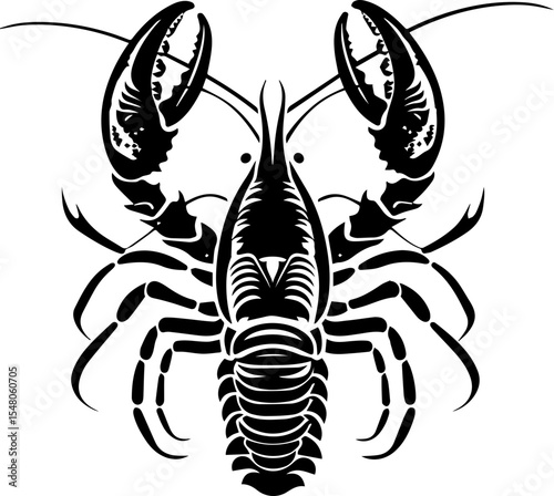 Crawfish Vector Icon Flat Design Crayfish Silhouette