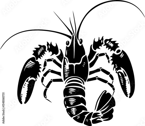 Crawfish Vector Icon Flat Design Crayfish Silhouette