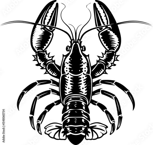 Crawfish Vector Icon Flat Design Crayfish Silhouette