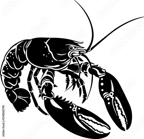 Crawfish Vector Icon Flat Design Crayfish Silhouette
