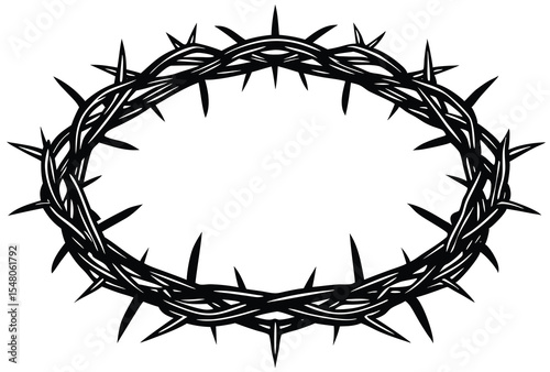Crown of thorns silhouette vector illustration christian faith icon spiritual symbol black outline  