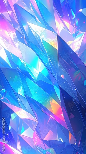 「煌めく抽象クリスタル背景｜カラフルな光とファンタジーアート」

