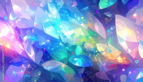 「煌めく抽象クリスタル背景｜カラフルな光とファンタジーアート」

