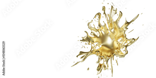Golden splash isolated on transparent background. Melt gold drop. Design element. 3D illustration.