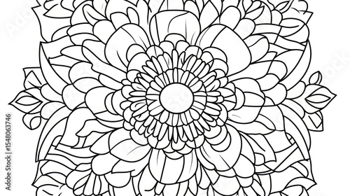 Ornamental flower mandala coloring page, intricate design