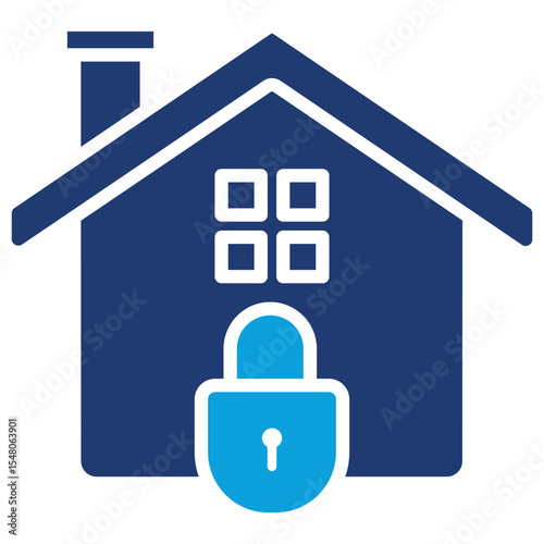 Home Security Flat Blue Icon