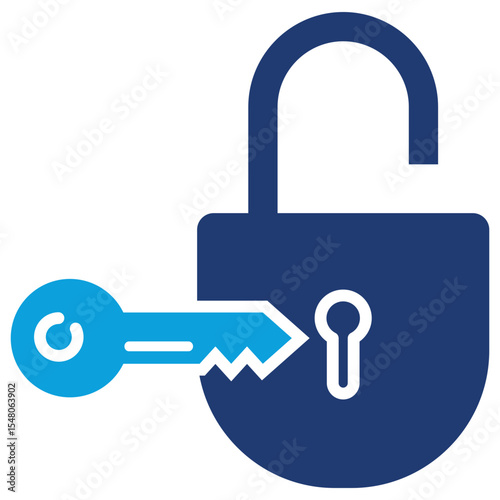 Unlock Flat Blue Icon