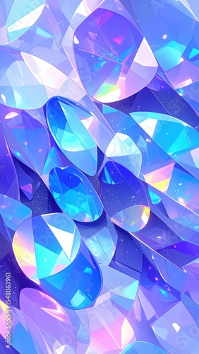 「幻想的に輝くカラフルクリスタルの世界｜宝石のような光彩アート」

