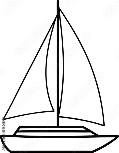 sailboat icon line art vector illustration on transparent background