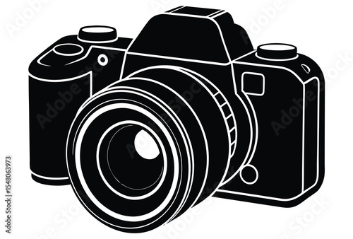 dslr camera silhouette vector illustration modern photo equipment