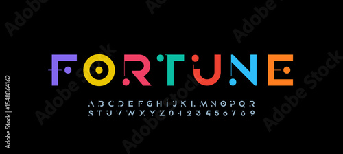 Font alphabet, thick letters from A to Z and numbers from 0 to 9, made line and circle dot vector illustration 10EPS.