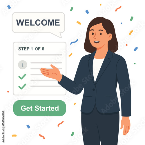 Welcome Onboard Concept for App or Website Concept in Flat Vector Style