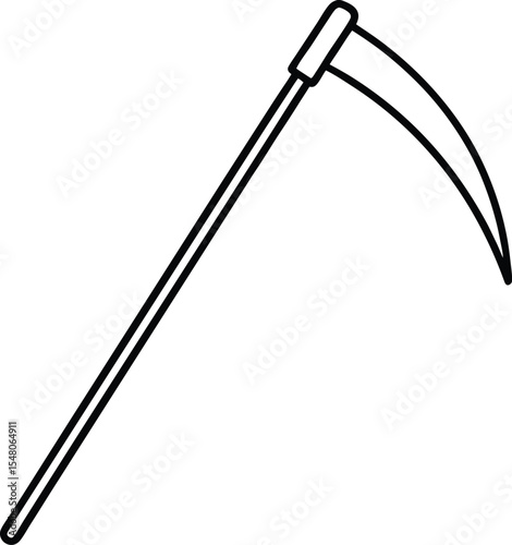 scythe icon line art vector illustration on transparent background