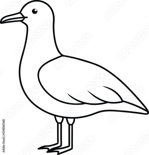 seagull icon line art vector illustration on transparent background