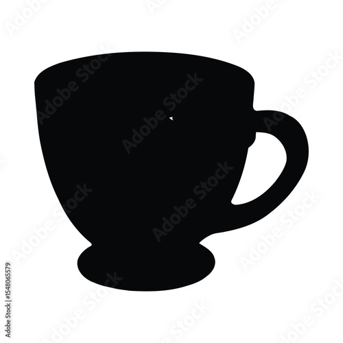 Black silhouette of a teacup isolated on white background simple mug design graphic element