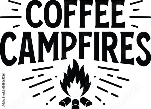 Coffee Campfires Coffee Cup and Flame Illustration
