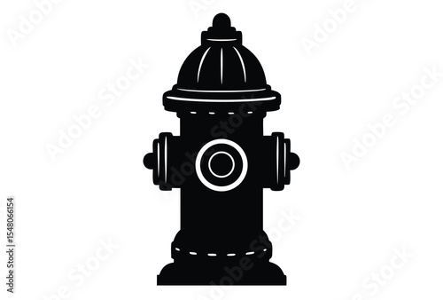 Fire Hydrant Silhouette Icon Vector Illustration in Flat Design Style for Emergency Use