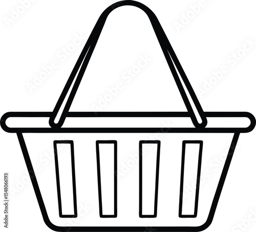 shopping basket icon line art vector illustration on transparent background