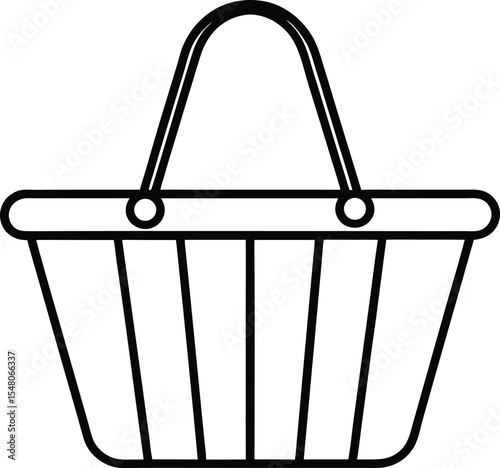 shopping basket icon line art vector illustration on transparent background