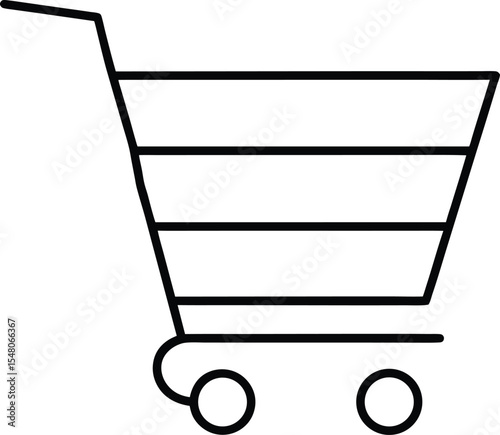 shopping cart icon line art vector illustration on transparent background