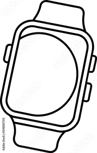 smartwatch icon line art vector illustration on transparent background
