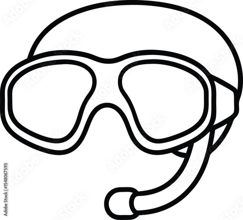 snorkel mask icon line art vector illustration on transparent background
