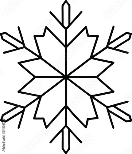 snowflake icon line art vector illustration on transparent background
