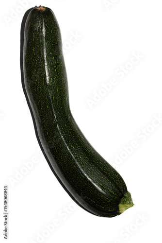 Close up of home grown courgette zucchini baby marrow vegetable skin  green on white background