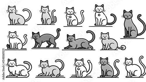 伝統的スタイルの猫アイコン｜Traditional Style Cat Icons