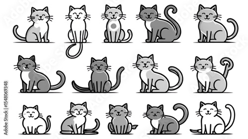 走る猫のシルエット集｜Running Cat Silhouette Set