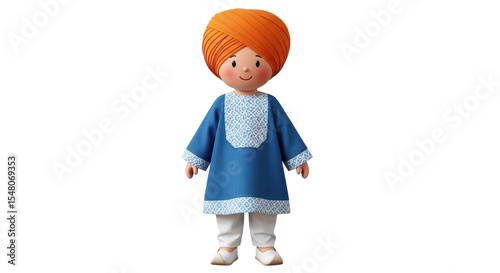 Isolated Cartoon Boy with Turban
