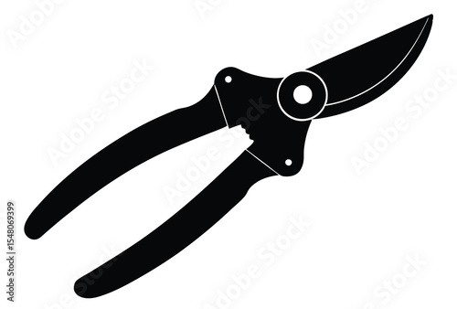 Garden hand pruner silhouette icon simple vector illustration flat style gardening tool