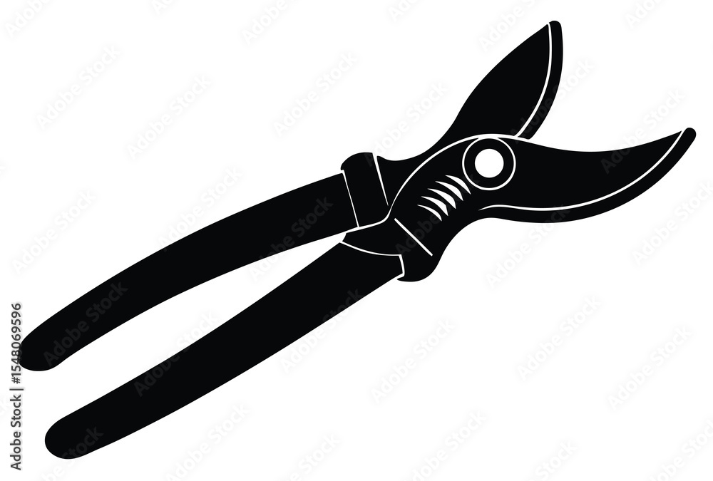 Obraz premium Hand pruner silhouette vector illustration simple gardening tool icon flat design
