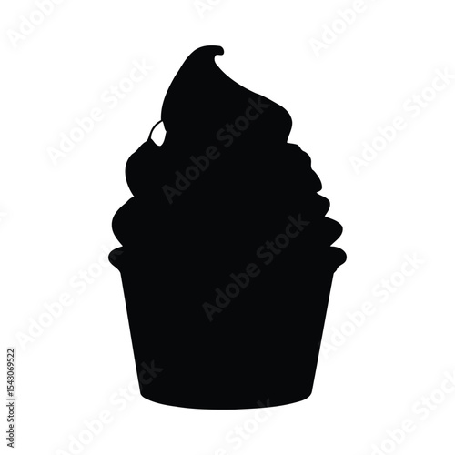Black Silhouette Soft Serve Pistachio Ice Cream White Cup icecream
