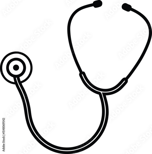 stethoscope icon line art vector illustration on transparent background
