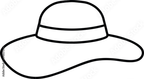 sun hat icon line art vector illustration on transparent background
