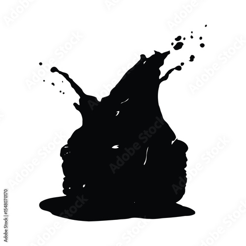 Black Silhouette Square Brownie Artistic Splash Black Background Chocolate Dessert Food Image