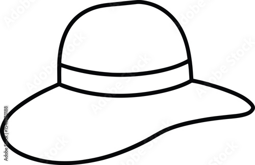 sun hat icon line art vector illustration on transparent background
