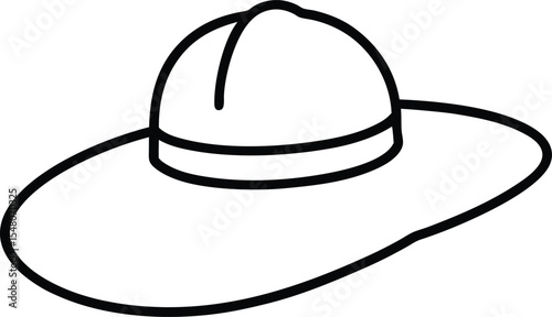 sun hat icon line art vector illustration on transparent background
