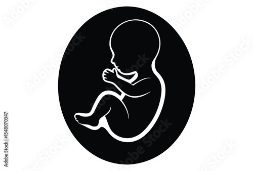 Human fetus silhouette vector illustration simple icon flat design modern clean style art