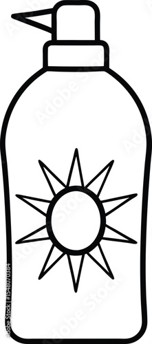 sun lotion bottle icon line art vector illustration on transparent background
