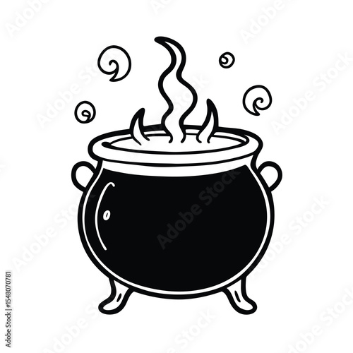 Halloween witch cauldron vector illustration