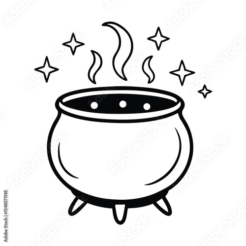 Halloween witch cauldron vector illustration